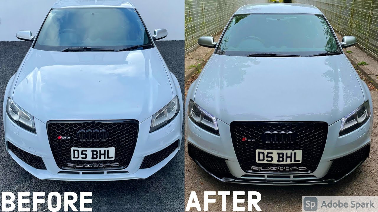 FACELIFTING MY AUDI RS3 8P! PAINTING THE BUMPER TRIMS ⚫️🔥