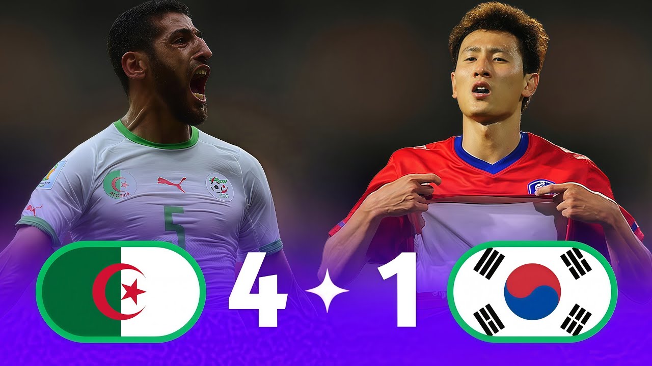 ثعالب الصحراء تفترس ولا تبالي🔥🔥الجزائر × كوريا الجنوبية 4~2  كأس العالم 2014 وجنون دراجي جودة عالية