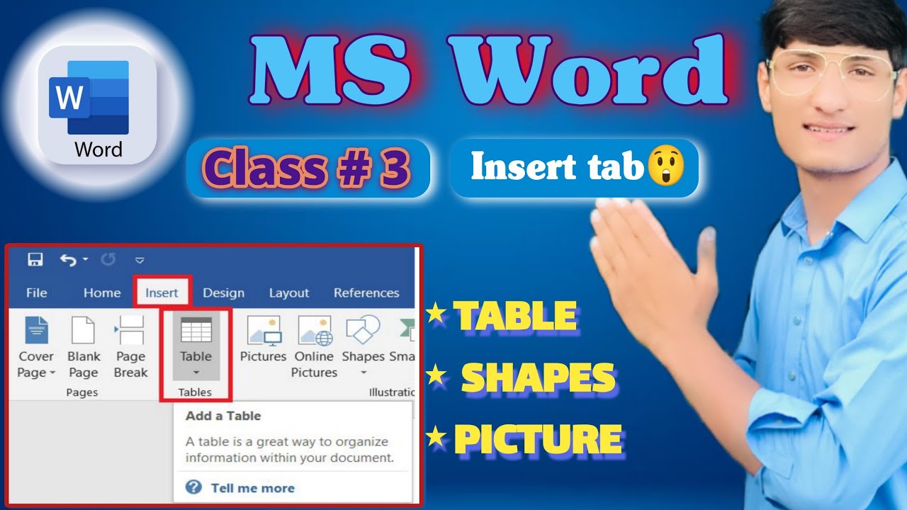 MS Word Insert Tab Kya Hai? Table, Picture aur Shapes Kaise Insert Karein