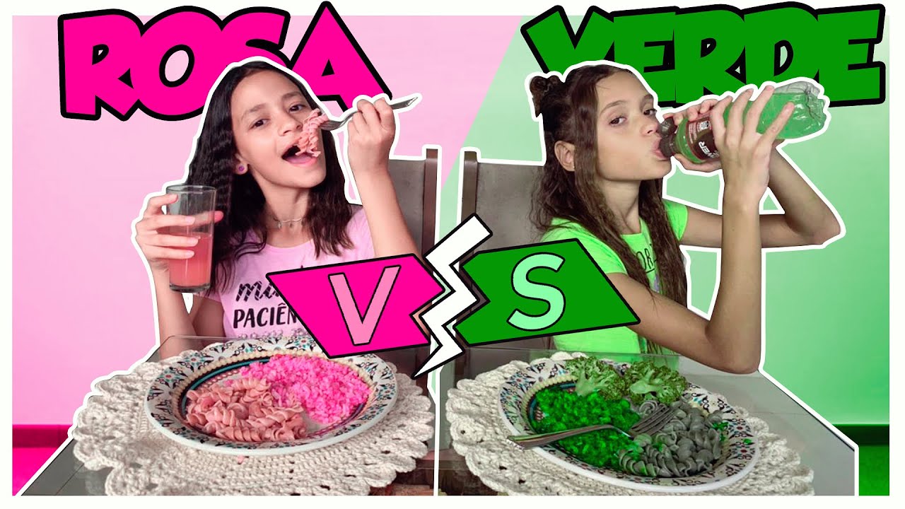 COMENDO COMIDA ROSA VS VERDE POR 24 HORAS