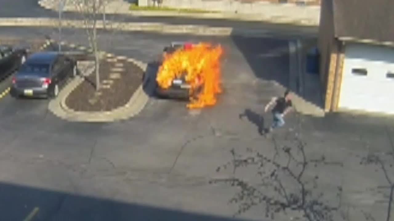 Man caught on camera setting fire to Hastings police cruiser