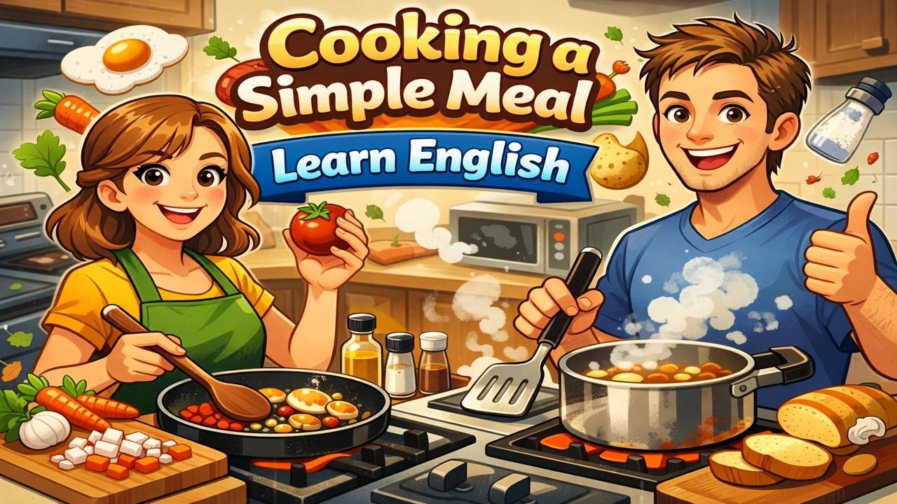 Cooking a Simple Meal | Learn Daily English Step by Step.