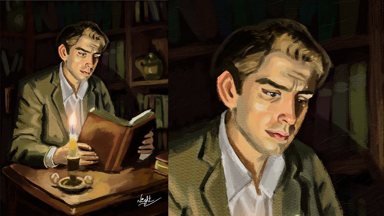 READING BY CANDLELIGHT timelapse speedpaint
