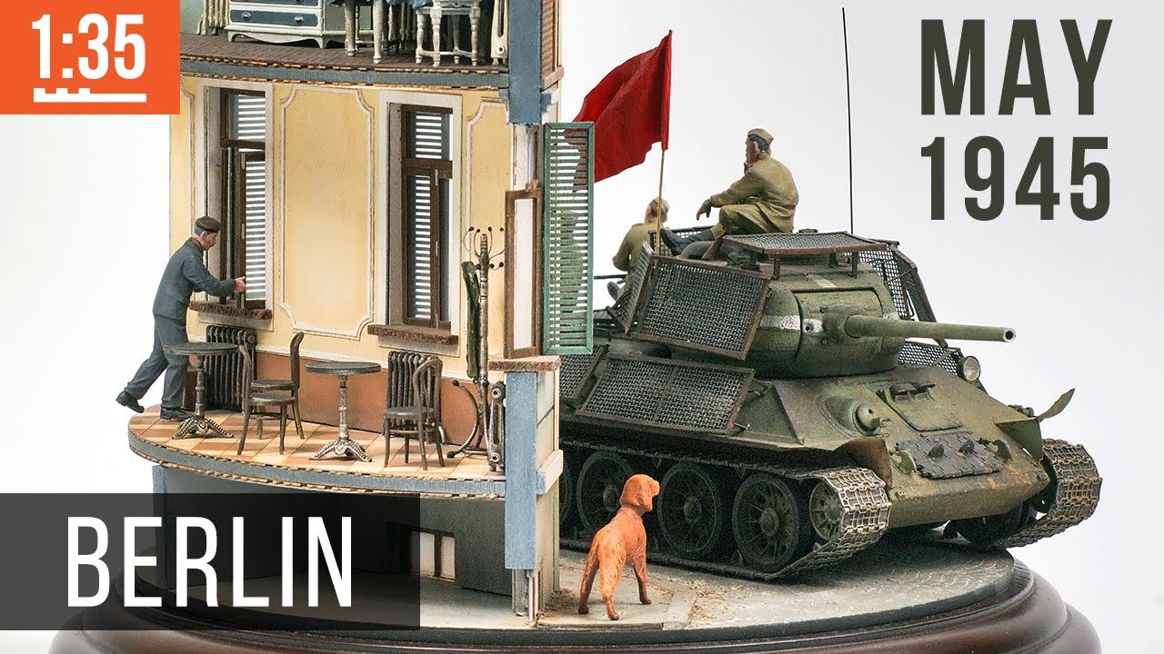 Как сделать здание для диорамы. Танк Т-34-85 масштаб 1/35. Берлин май 1945.
