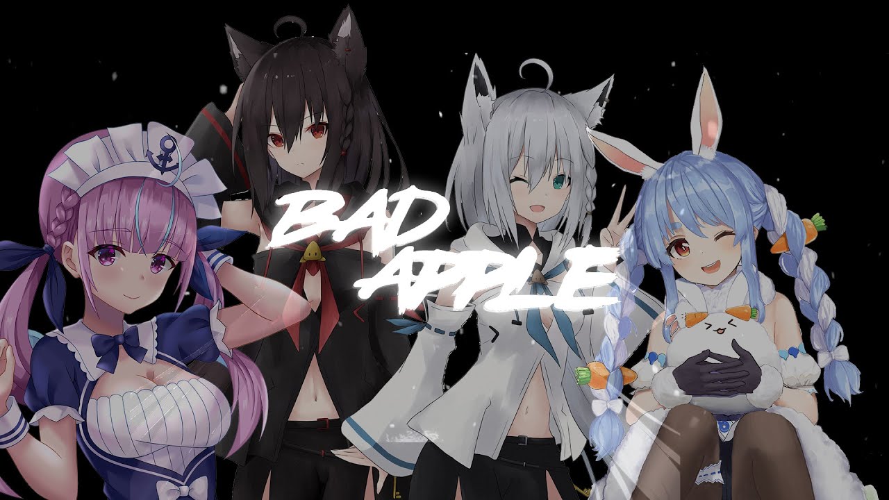 【ホロライブ】『Bad Apple!!』三人合唱  -湊あくあ.白上フブキ.兎田ぺこら- Hololive Vtuber -Pekora.Aqua.Fubuki-