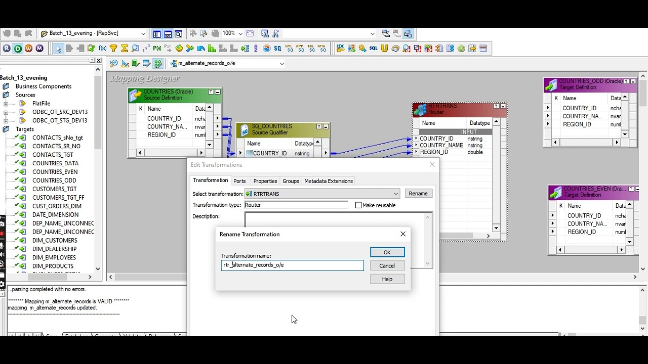 How do you load alternate records into different tables through mapping flow by informatica