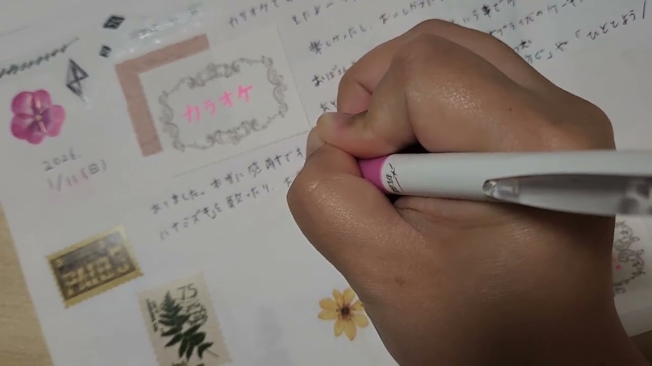 カラオケ行ってきたよ🎵日記デコ(先デコしていたところへ書き込み🖊️✨)