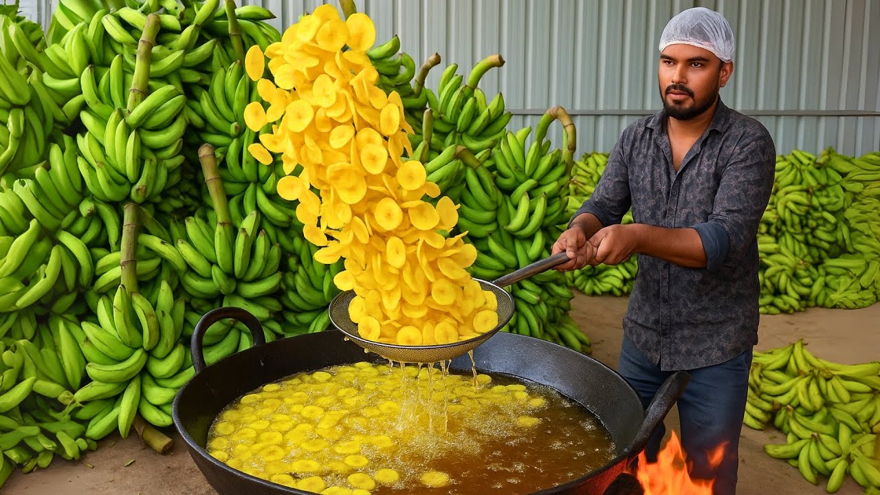 Tons of RAW Banana Chips Made Daily 🍌🔥| Snack Production Documentary