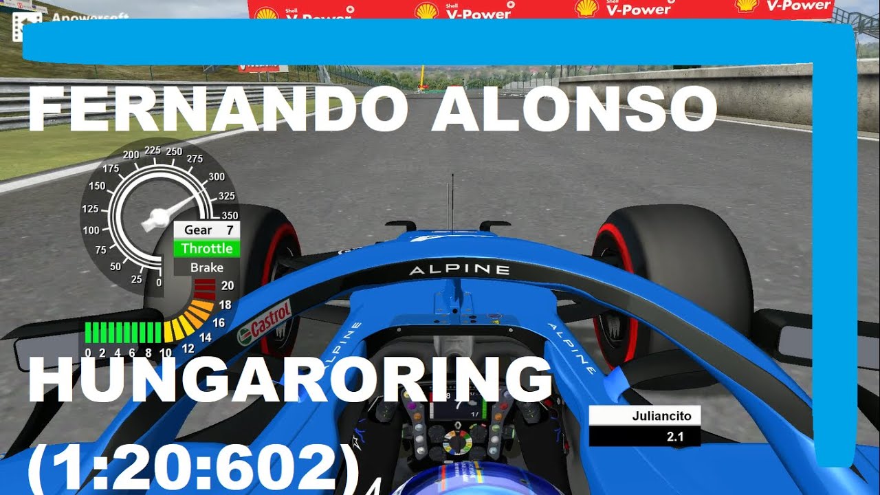 rFactor F1 2021 - Fernando Alonso Hungaroring Hotlap (1:20:602)