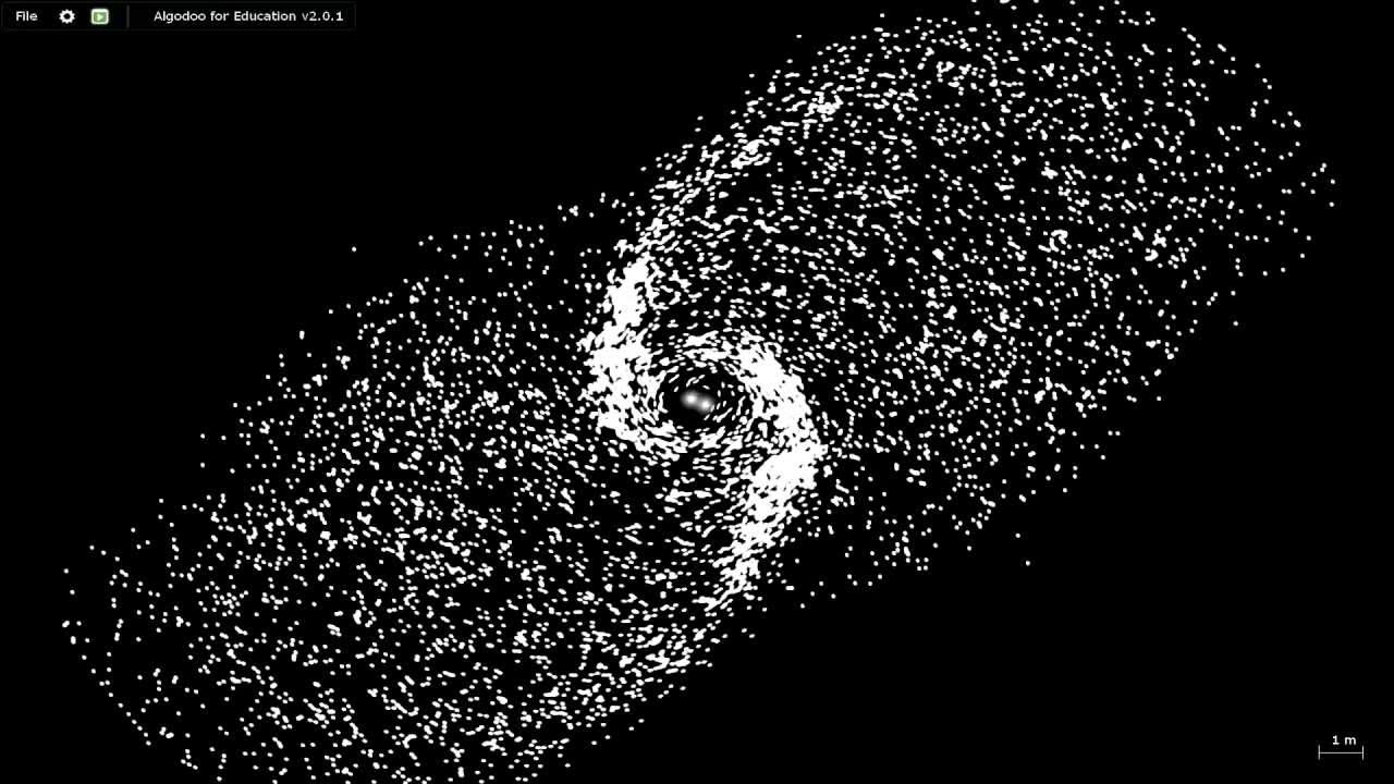 Phun / Algodoo - 2 Colliding Galaxies /w black hole