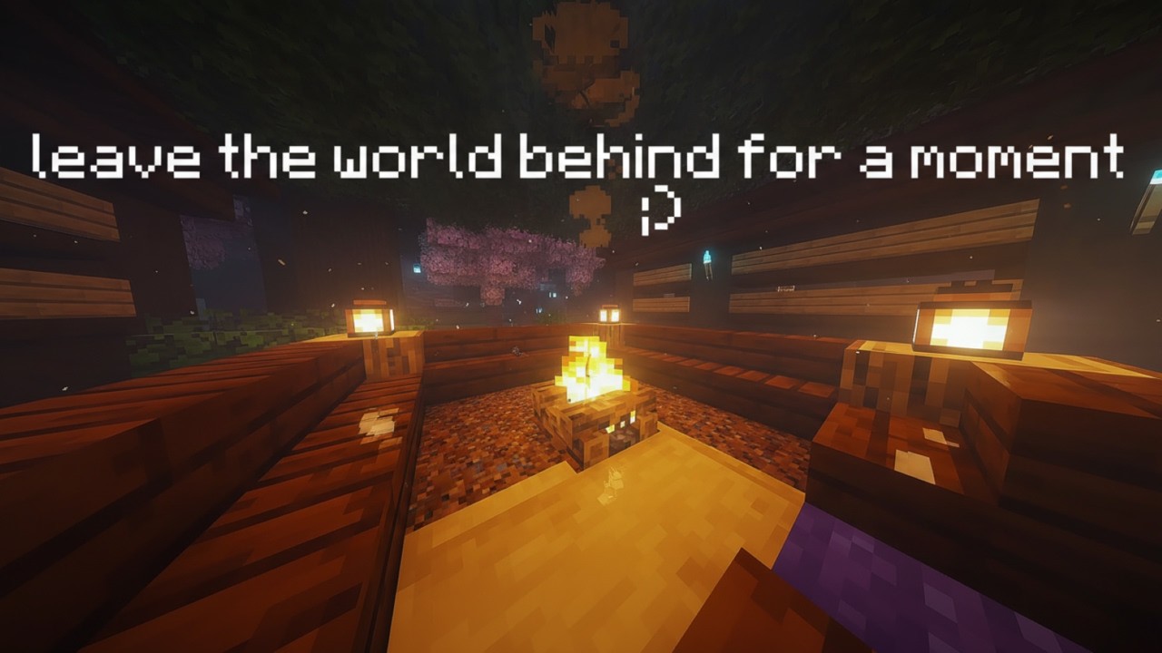 you are safe here..(minecraft music w/ fire and rain sounds in 4k)