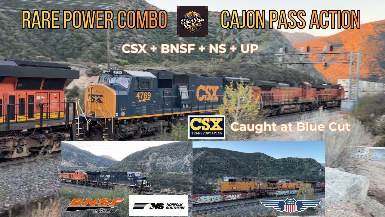 Blue Cut Triple Action — NS, UP, BNSF, and CSX Appear! 4K HDR 2160p!