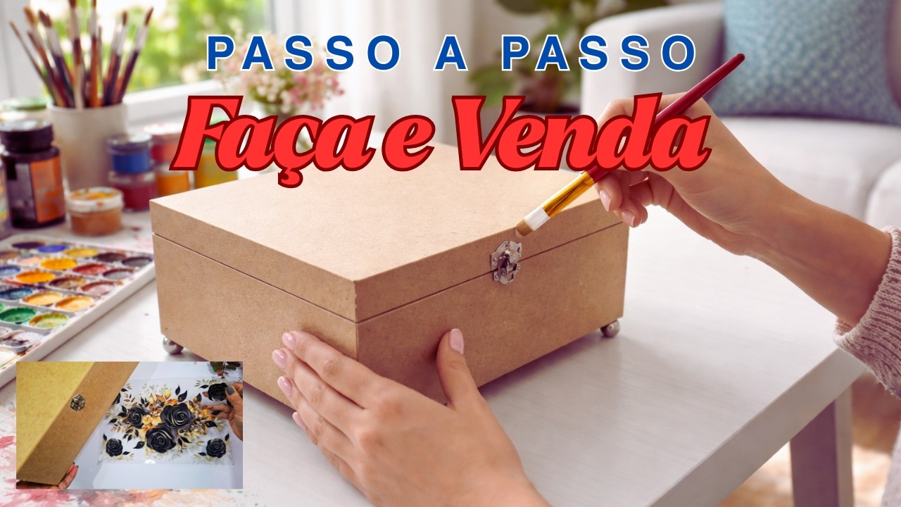 Caixa de MDF com Transfer e Stencil: Ideia para FA&Ccedil;A E VENDA.