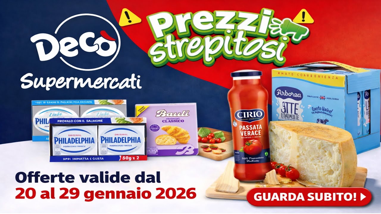 VOLANTINO DECÓ supermercati DAL 20 AL 29 GENNAIO 2026 IN ANTEPRIMA | PREZZI STREPITOSI OFFERTE TOP