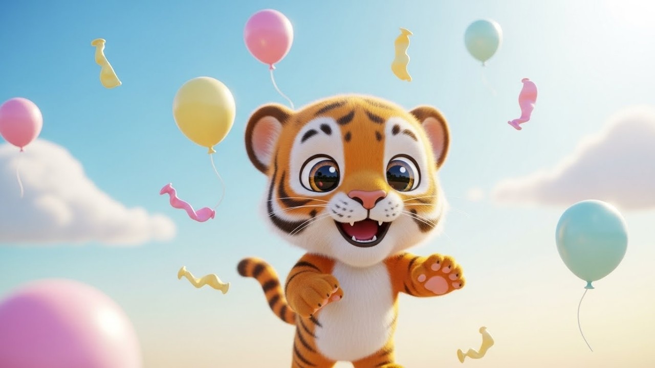 Считаем воздушные шарики с маленьким тигром 🐯🎈🔢 | Мультфильм для детей и весёлые приключения
