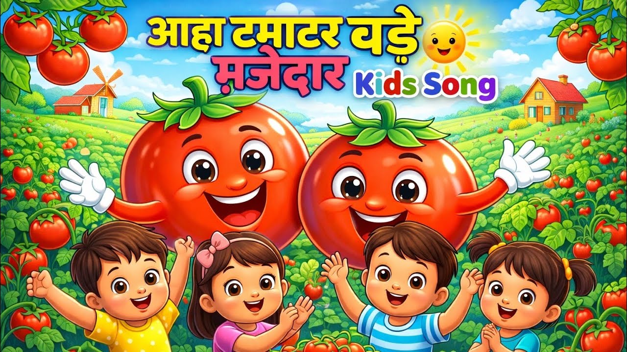 आहा! टमाटर बड़ा मज़ेदार | Hindi Kids Nursery Rhyme