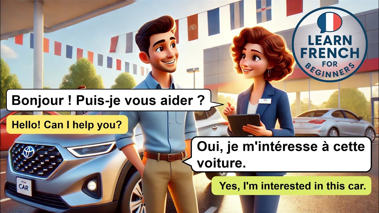 French Conversation at a Car Dealership – Test Drive, Prices & Questions (Beginner A1-A2)