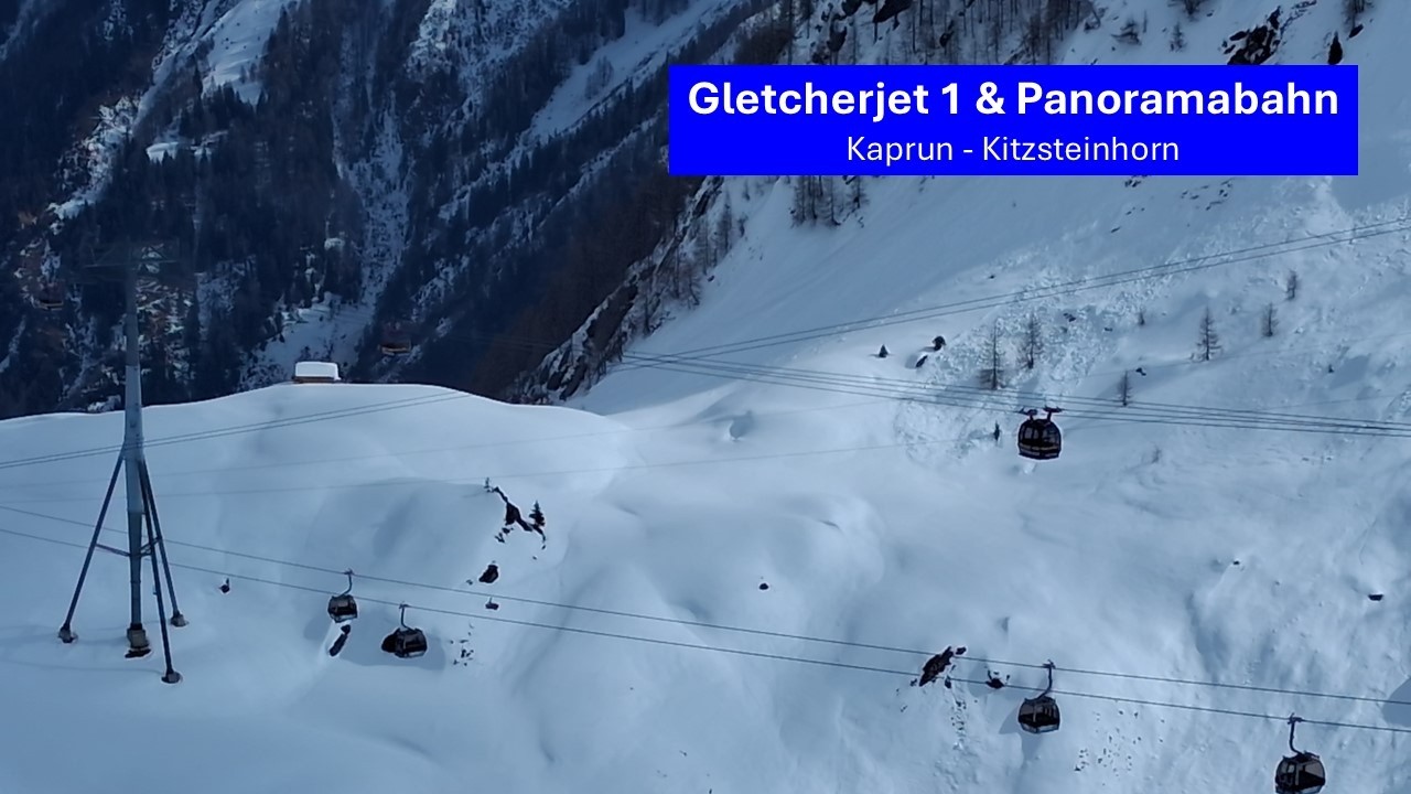 Kaprun - Gletscherjet 1 & Panoramabahn teljes útvonal a kabinból / Vollständige Fahrt aus der Kabine