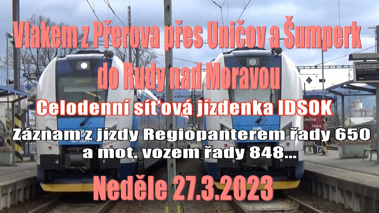 23.03.26 Dokument z jízdy vlakem v relaci Přerov - Uničov - Šumperk - Ruda nad Moravou.