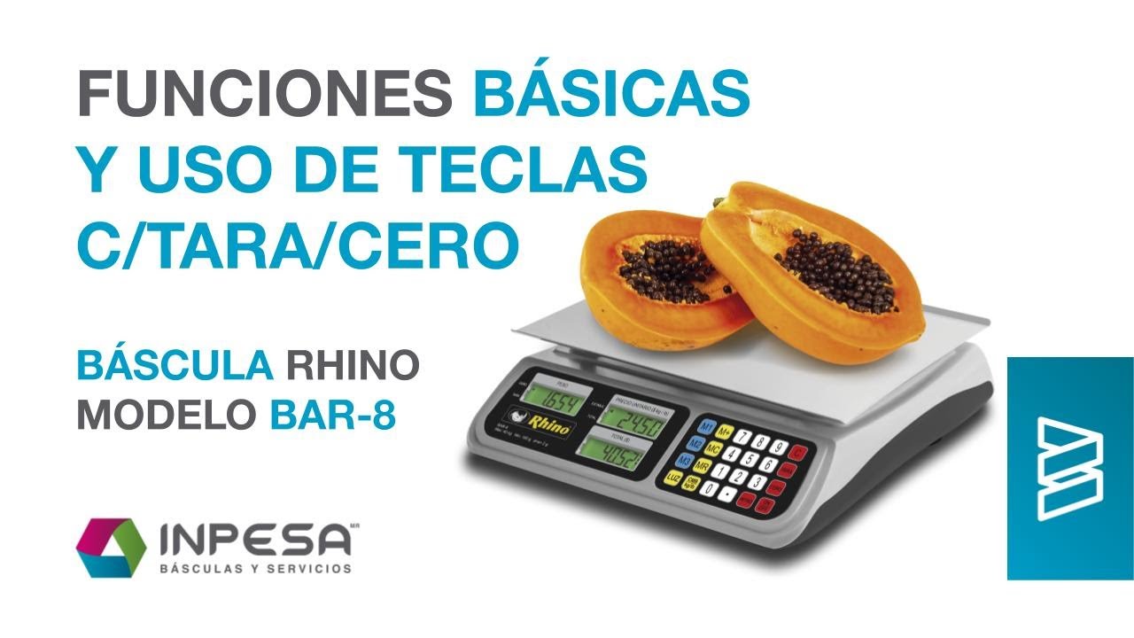 Funciones b&aacute;sicas y uso de teclas C/TARA/CERO de b&aacute;scula BAR 8