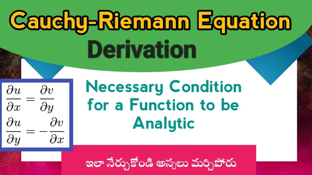 cauchy riemann equations complex analysis telugu || C-R equations in telugu