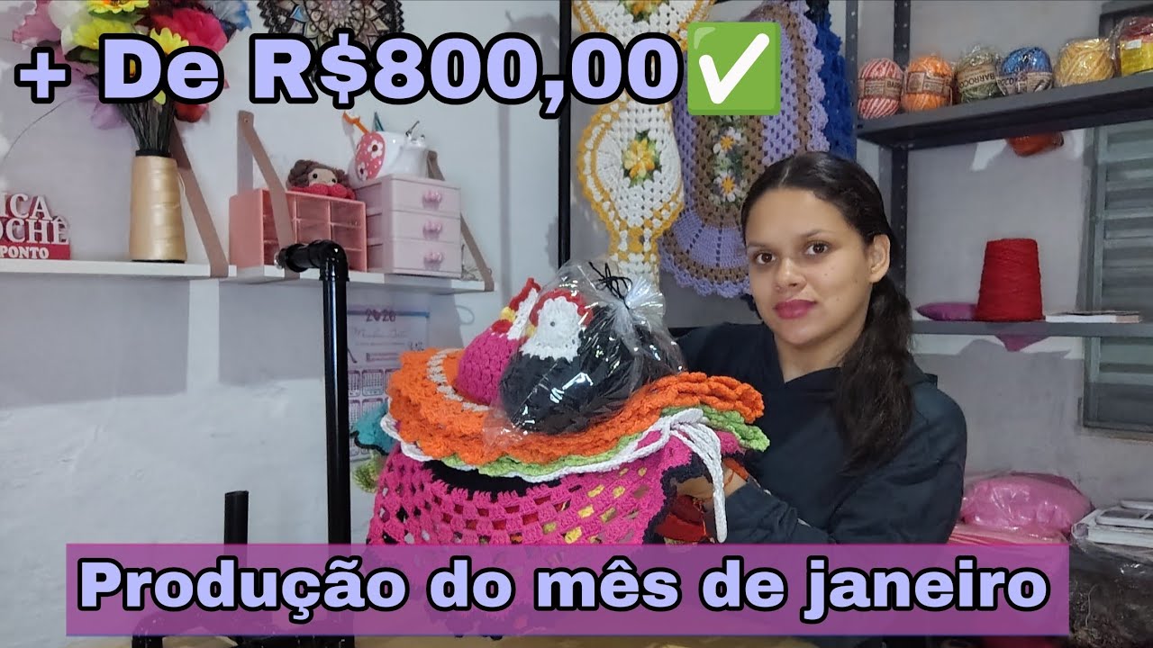 💥Minha produção de crochê do mês de janeiro ✅Mostrei todas as peças e valores!💰🧶🤩 #crochet 