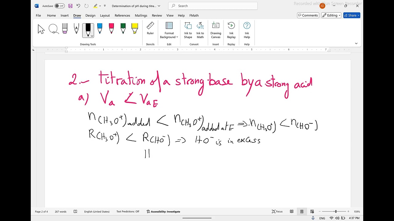 determination of the pH during titration