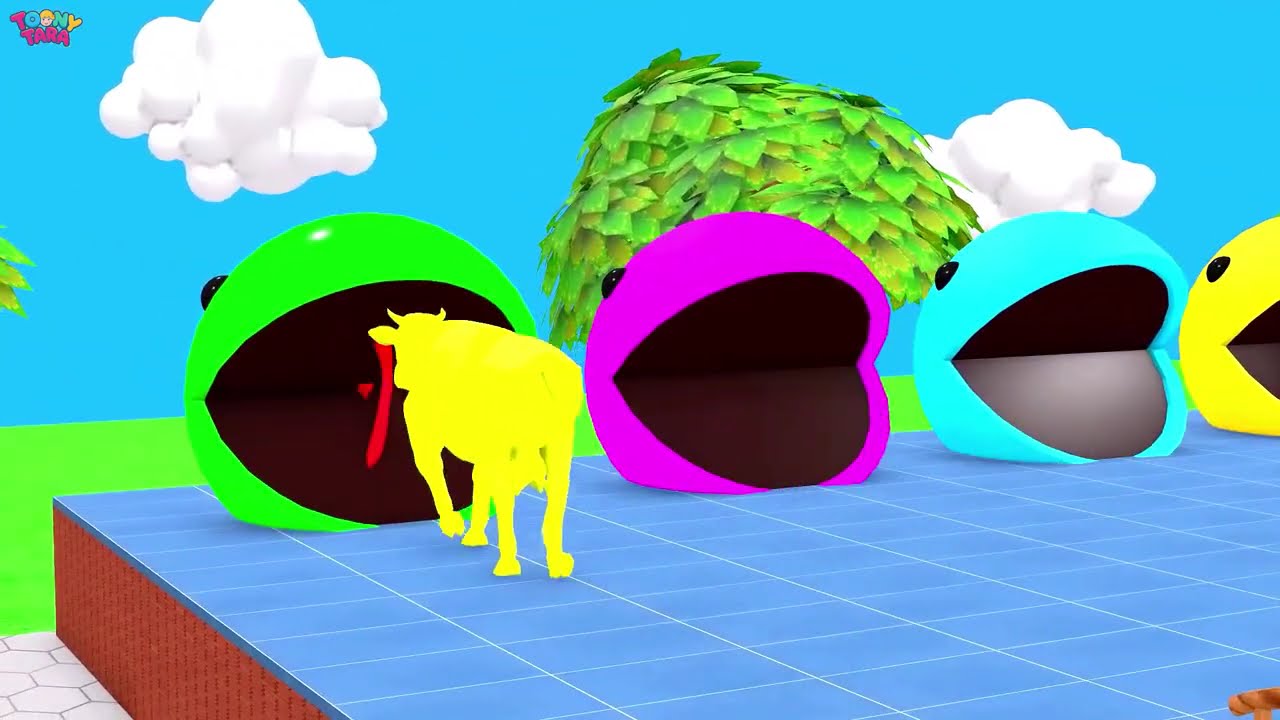 Long Slide Game with Colourful Duck Cow Tiger Gorilla Dog Elephant 3d Animal Game Funny 3d Animals