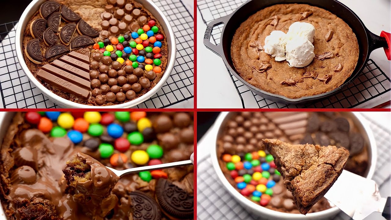كيكة الكوكيز 🍪كوكيز عملاقة بطرق تقديم مختلفة من ألذ و أسرع الحلويات 🤗