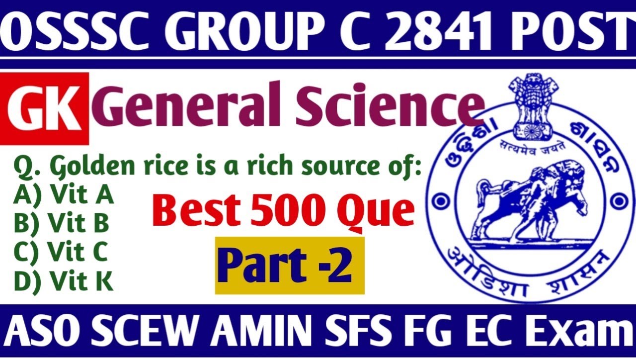 General Science Top 500 question //Part -2 // For ARI AMIN SFS FG EC ASO & SCEW // previous year Que