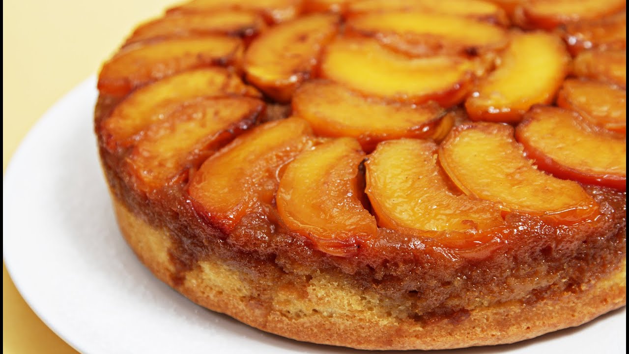 Peach Upside-Down Cake with Cognac Caramel