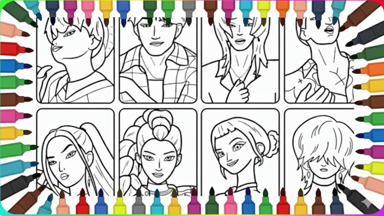 😱KPop Demon Hunters Coloring Pages - Cardboard / Satisfying Coloring KpopCharacters 👍