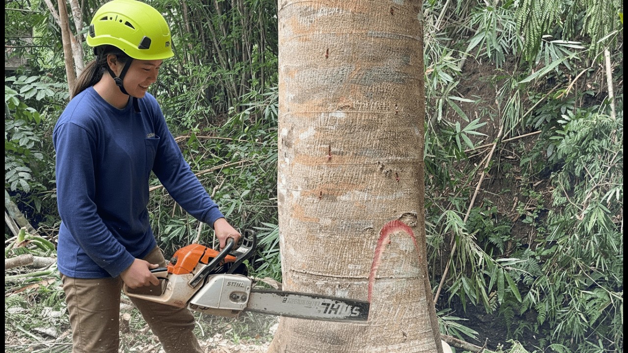 INCREDIBLE OPERATOR! BIG TREE CUTTING IN A HAUNTING FOREST