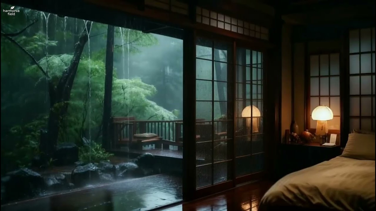 Soothing Rain in a Japanese Zen Retreat | Relaxing Nature Soundscape for Focus & Rest