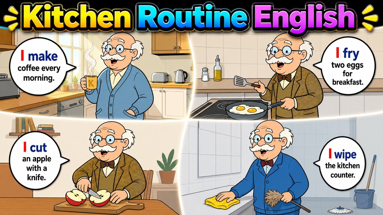 Speak English Every Day 🗣️ | Beginner English – Kitchen Routine ❤️