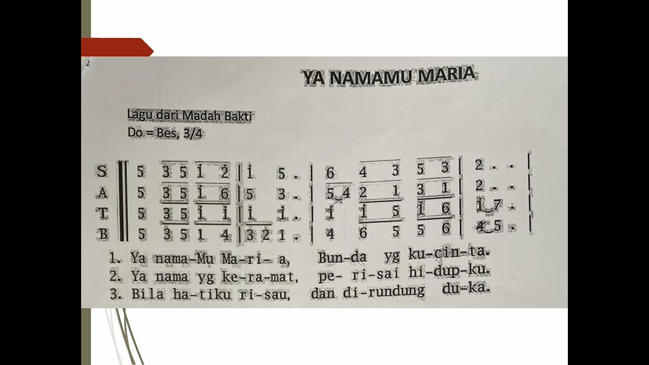 Ya Namamu Maria - notasi Alto