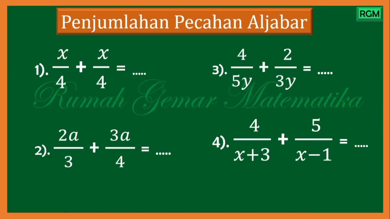 PENJUMLAHAN PECAHAN ALJABAR #aljabar #aljabarkelas7