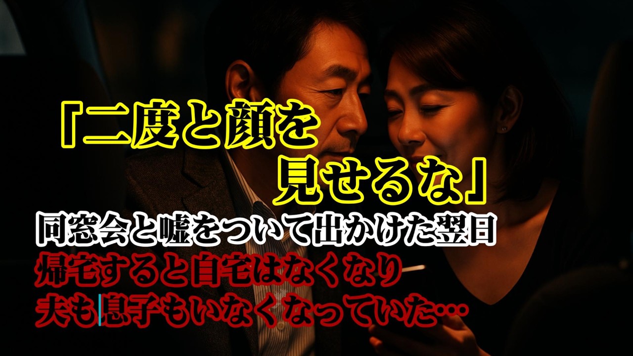 【離婚】同窓会と嘘をついて出かけた翌日帰宅すると自宅はなくなり夫も息子もいなくなっていた…置き手紙の一行が胸を刺す「二度と顔を見せるな」私は…取り返しのつかないことをしのだと…【シタ妻】