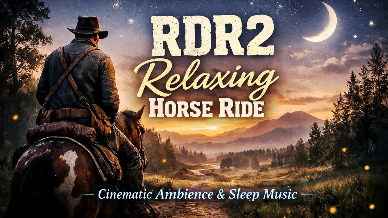RDR2 Relaxing Horse Ride Ambience 🌙 | Arthur Morgan Cinematic Ride | Sleep Music