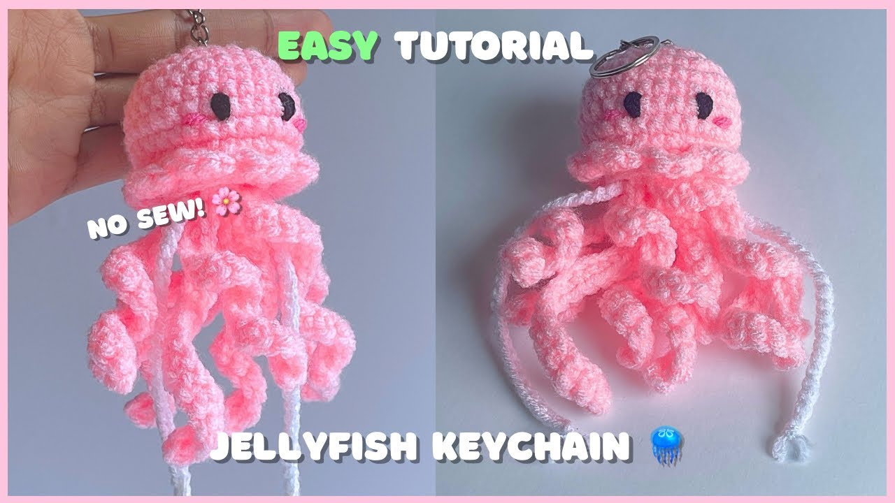 No Sew Crochet Jellyfish 🪼 | easy keychain tutorial for beginners 