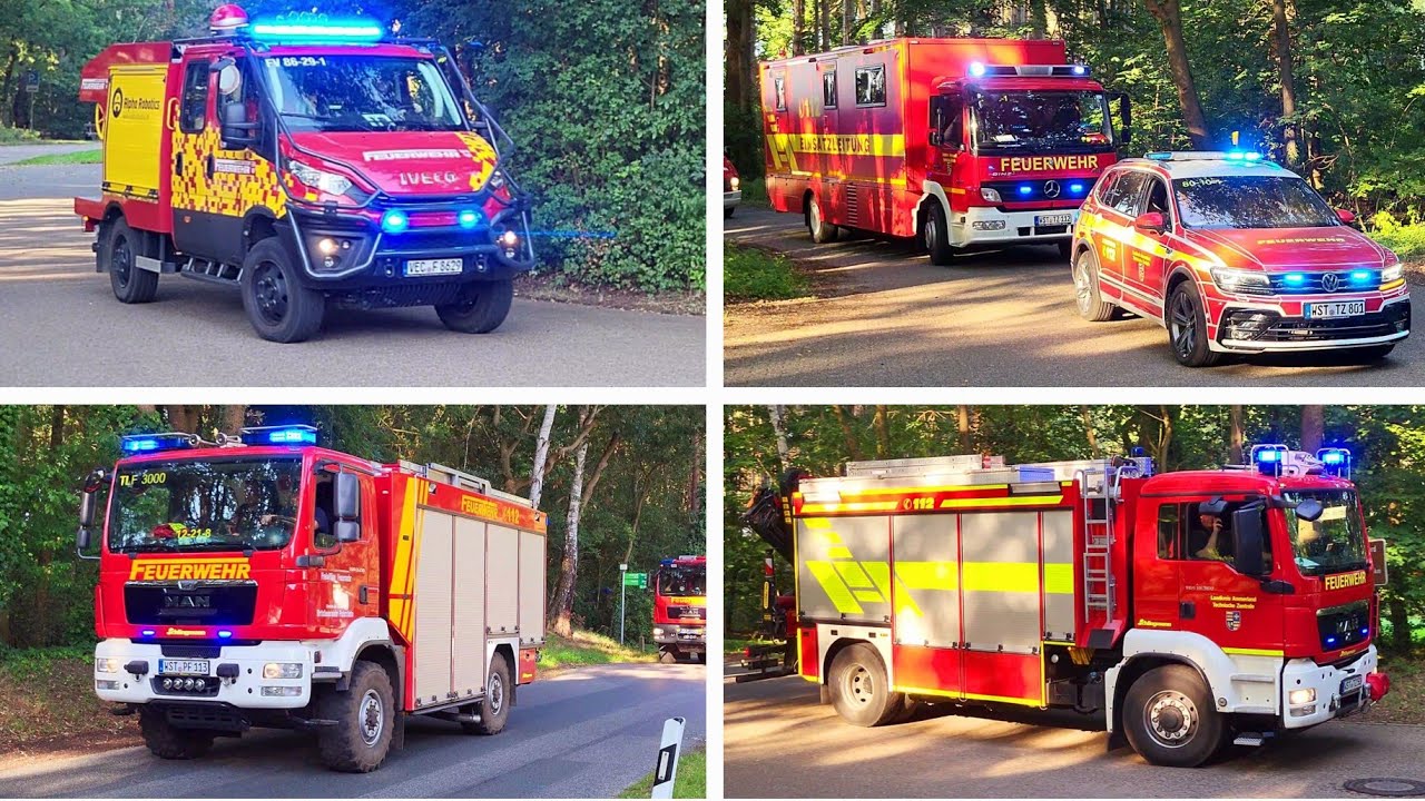 [Großer Waldbrand] Einsatzfahrten während groß angelegter Waldbrandübung im Kreis Cloppenburg