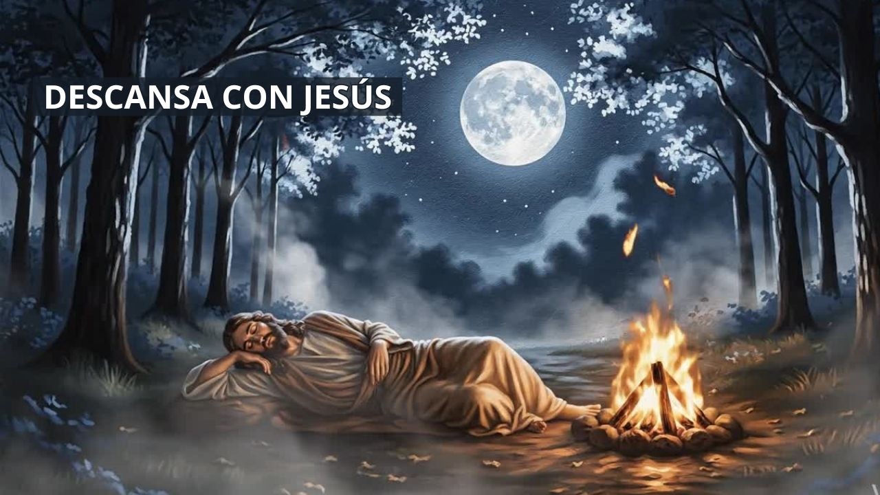 Evangelio de Juan en la noche | Fogata, bosque y la Palabra de Dios + pantalla negra