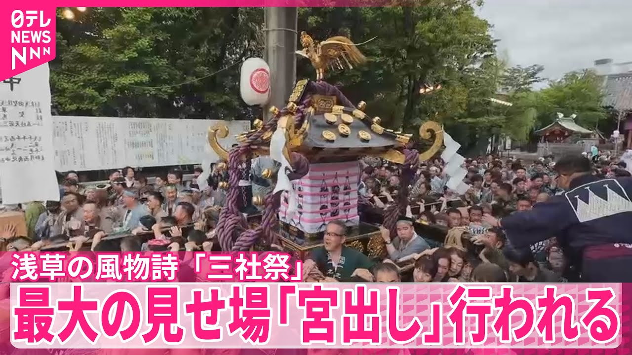 【「三社祭」】浅草の風物詩  最大の見せ場「宮出し」行われる