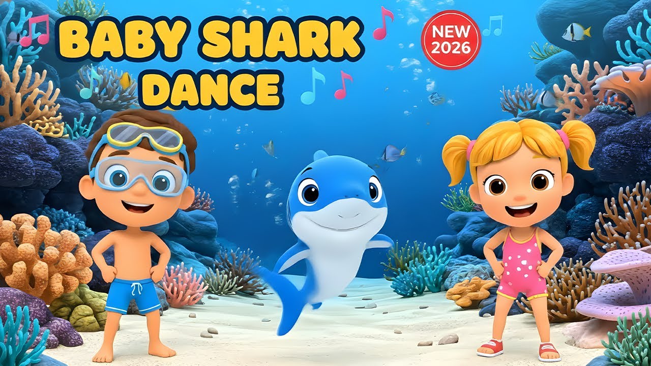 Baby Shark Dance Song 🦈 | Fun 3D Cartoon Music for Kids & Babies