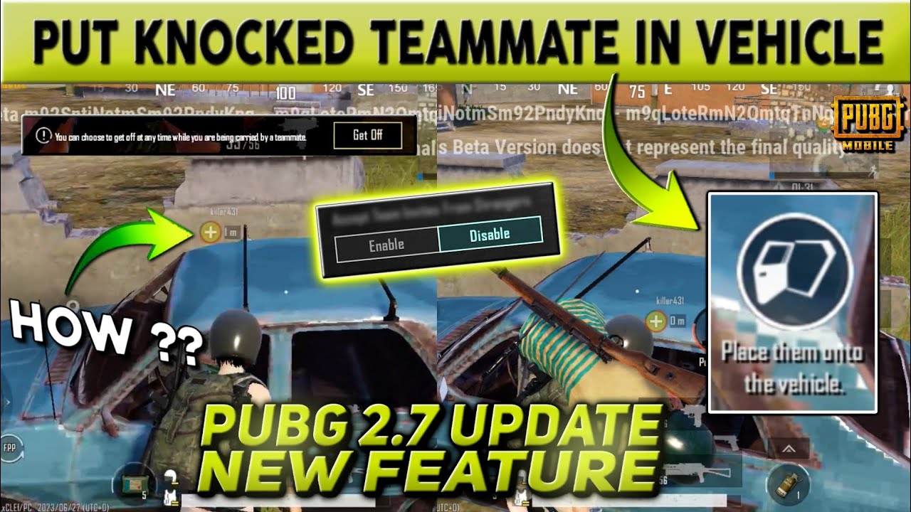 How to put knock player in car? What is place them onto the vehicle? 2.7 update new feature