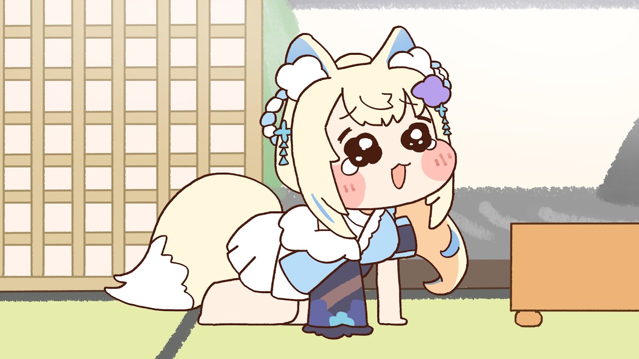 五目並べで初代PON神みこに敗北し阿鼻叫喚の悲鳴を上げるフワワ【手描き/フワモコ/さくらみこ】