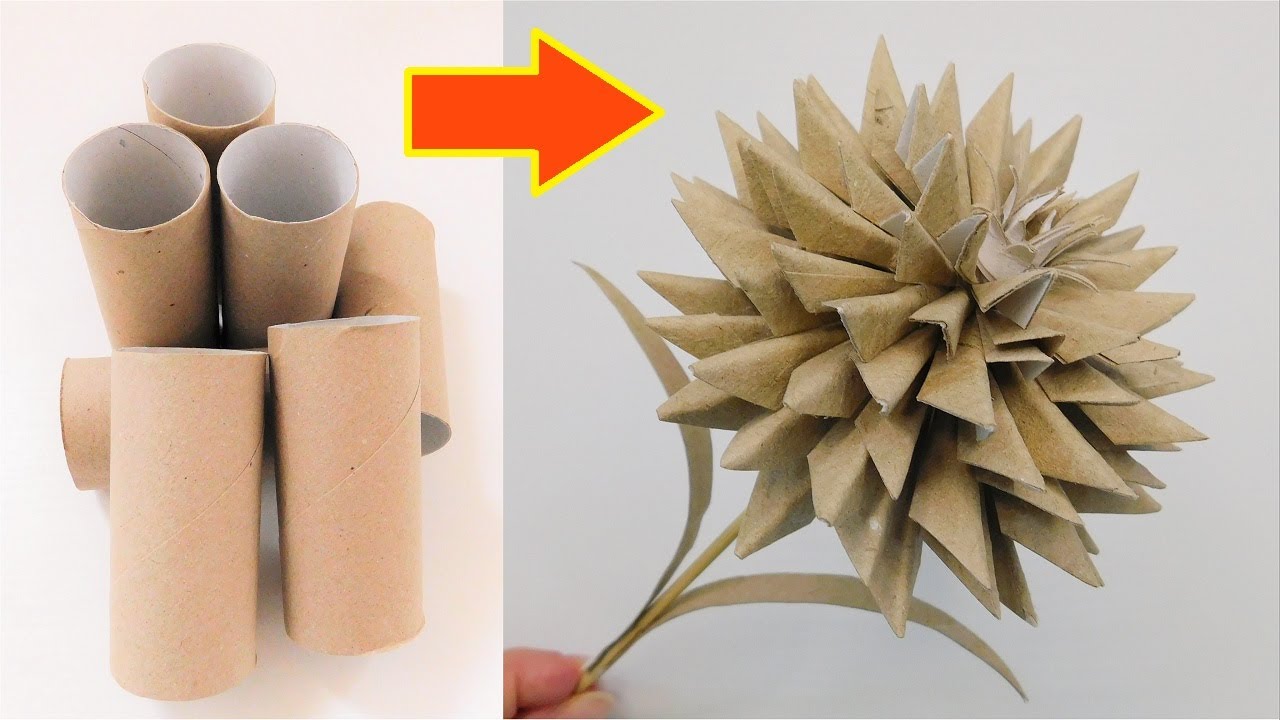 Origami Flower Made of Toilet Paper Rolls | Super Easy Paper Flower Tutorial | Recycling Craft Ideas
