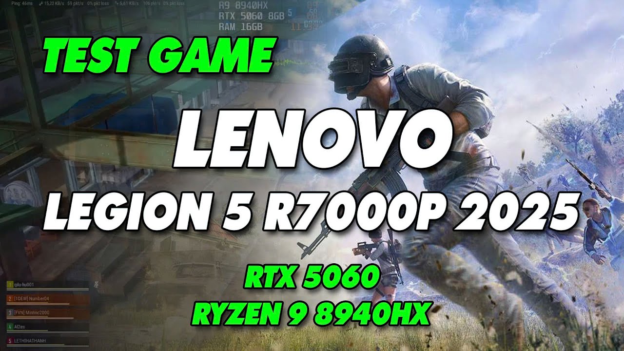 Lenovo Legion 5 R7000P 2025 - Ryzen 9 8940HX RTX5060 - Test games Wukong, Cyberpunk, PUBG, CS2 ..