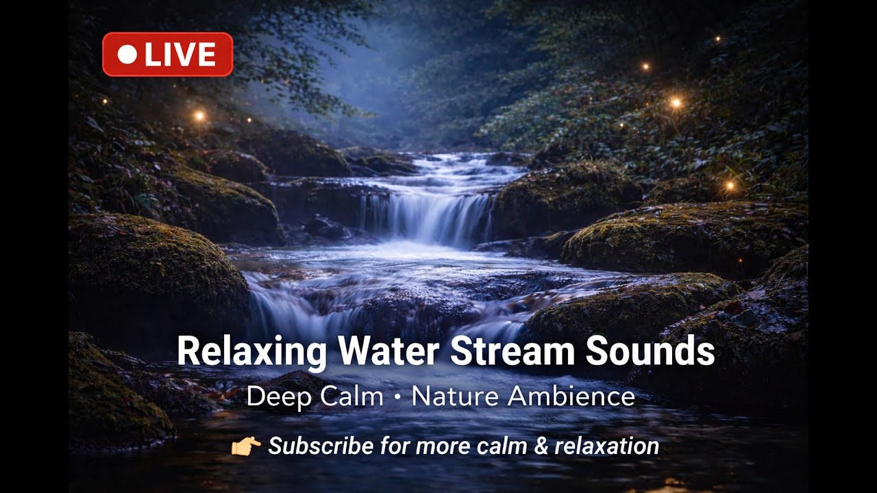 Relaxing Water Stream Sounds Deep Calm Nature Ambience for Sleeo,Focus & Stress Relief (LIVE)