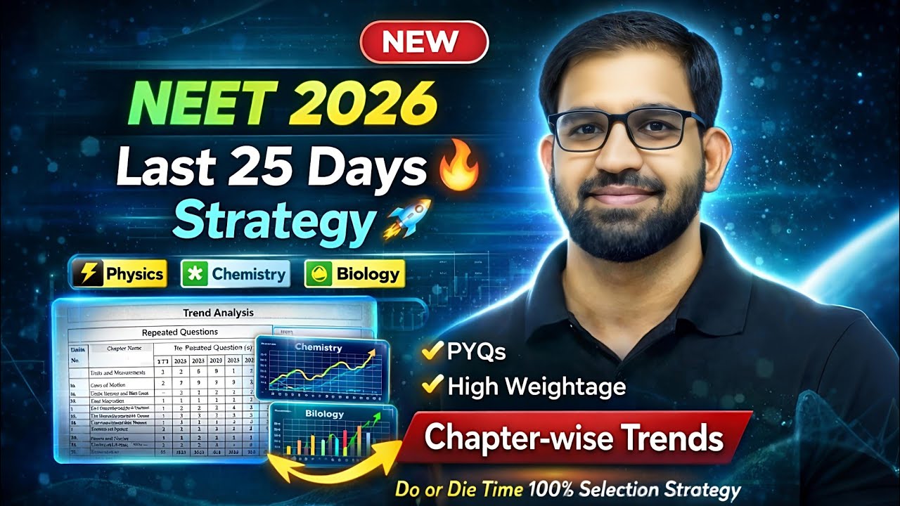 NEET Last 25 Days Strategy 🚀 Physics-Chemistry-Biology Chapter-wise Trend Analysis